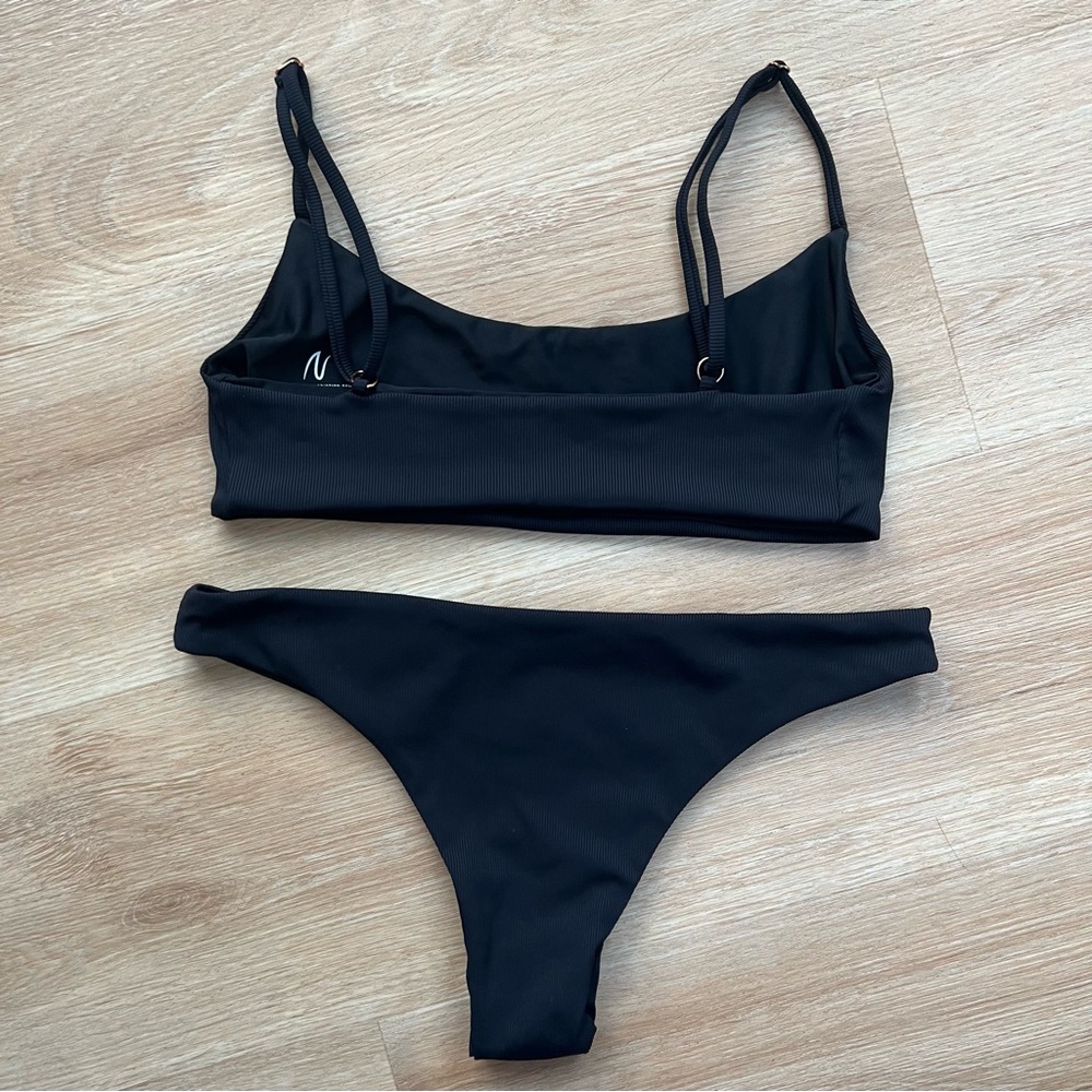 No Bad Addiction Black Ribbed Bikini Set - Picture 3 of 6